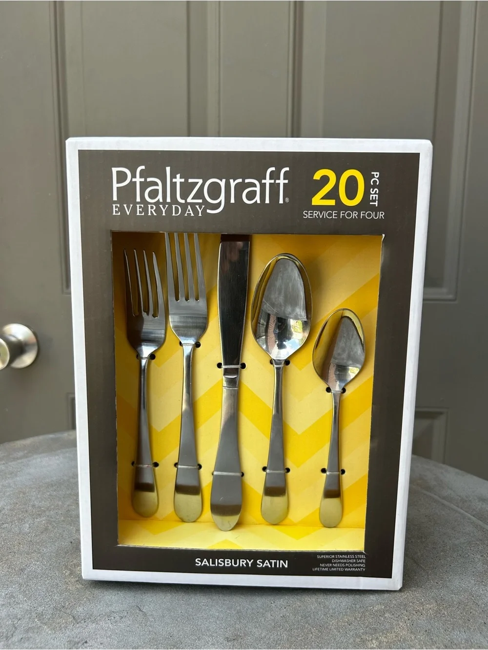 Pfaltzgraff Everyday Salisbury Satin 20-Pc Flatware Set - Silver Service for 4